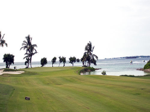 The signature hole at Ocean Club golf on Paradise Island in the Bahamas