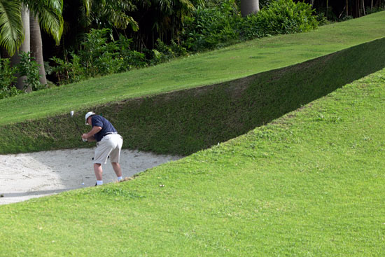 In the bunker at the Apes Hill Golf Club in Barbados
